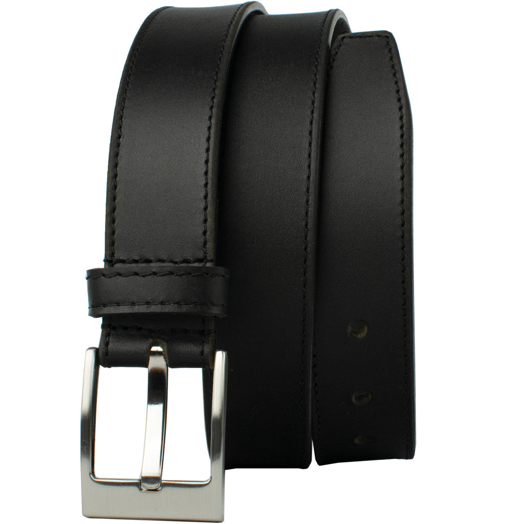 Square Wide Pin Black Belt By Nickel Smart. Zinc alloy buckle with square corners and wide pin