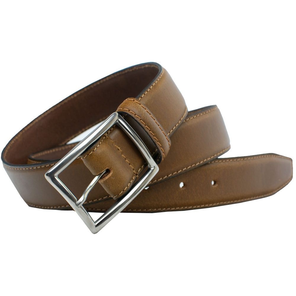 Entrepreneur Titanium Belt (Tan). Bright tan leather; strap is 1⅜ inches (35 mm) wide.