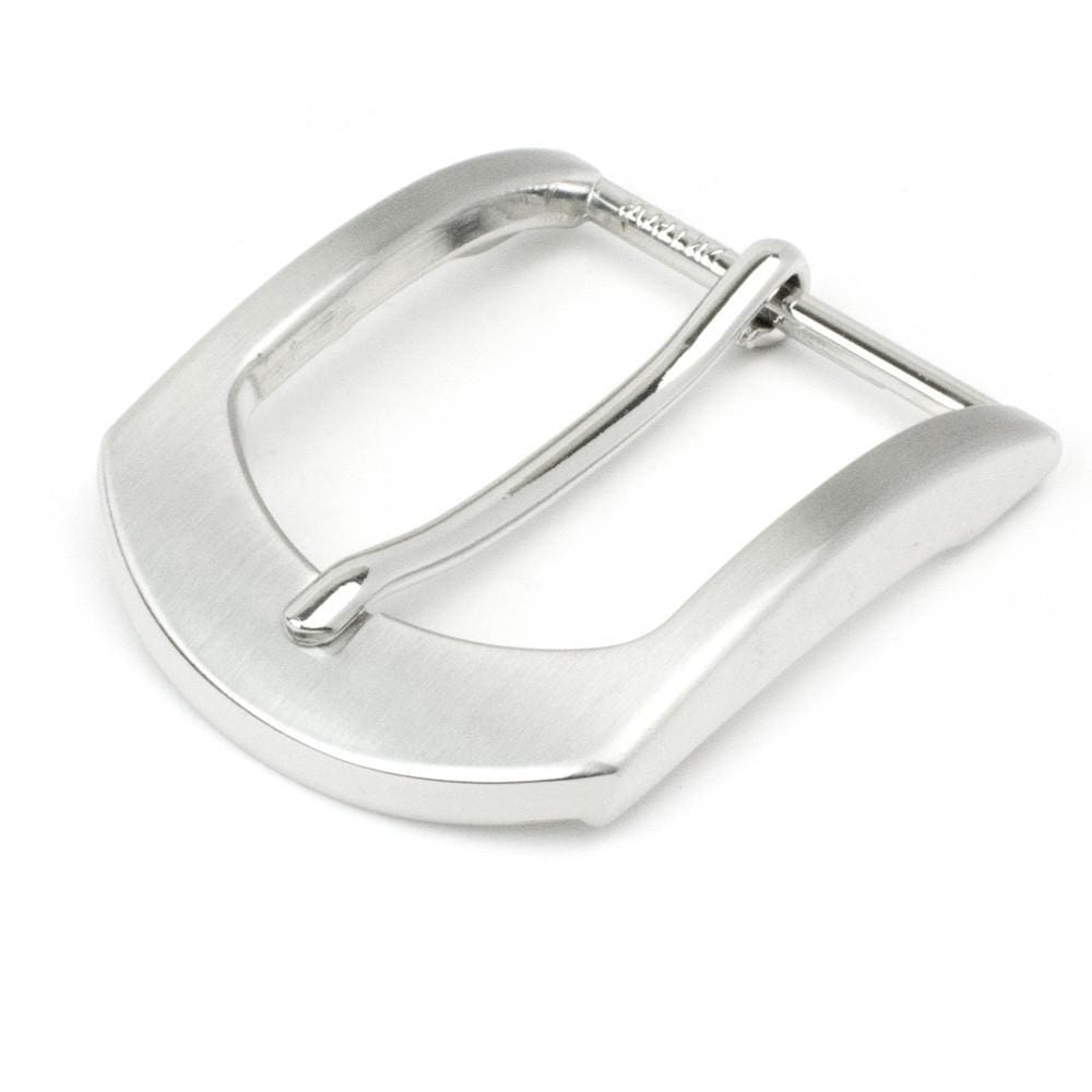 Silver Arch Buckle by Nickel Smart. Arched end, single pin, brushed satin zinc alloy belt buckle