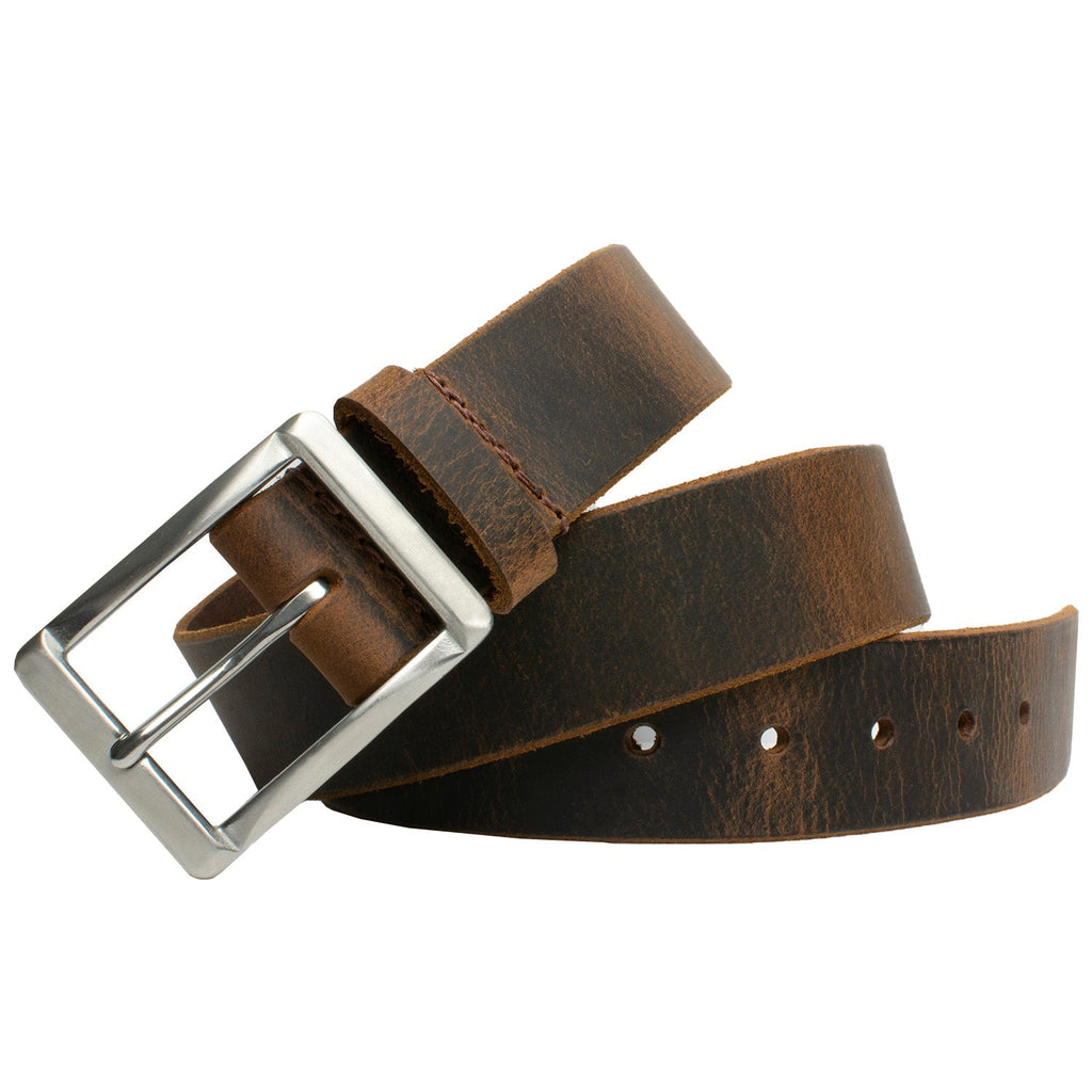 The Site Manager Distressed Brown Leather Belt by Nickel Smart® | leather work belt
