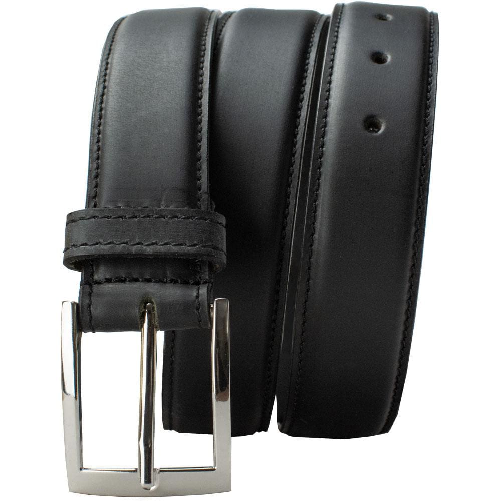Uptown Black Belt by Nickel Smart. Dress strap with nickel-free zinc alloy polished belt buckle