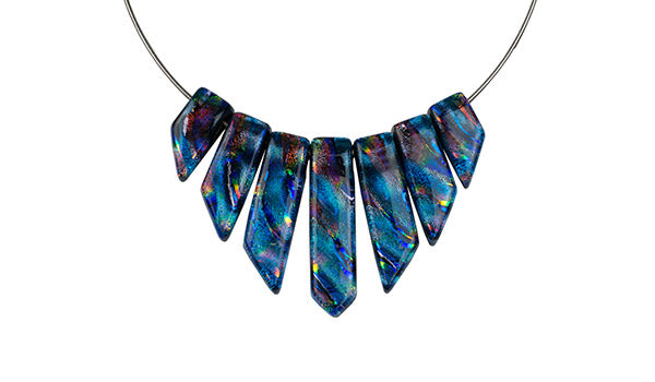 Image of Blue Rainbow Dichroic Glass Necklace
