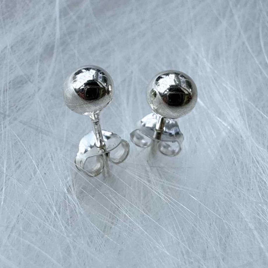 Silver Ball Stud Earrings | Hypoallergenic Earrings | Classic 5mm Size