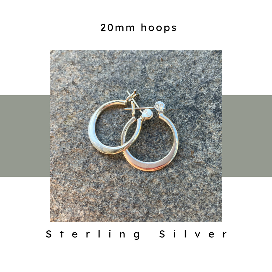 Sterling Silver Hoop Earrings by Nickel Smart 20mm hypoallergenic