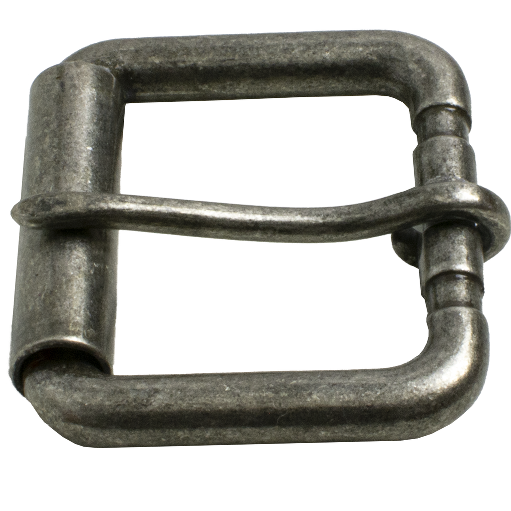 Natural Silver finish, 1.5 inch roller buckle, nickel free, hypoallergenic, rectangular shape