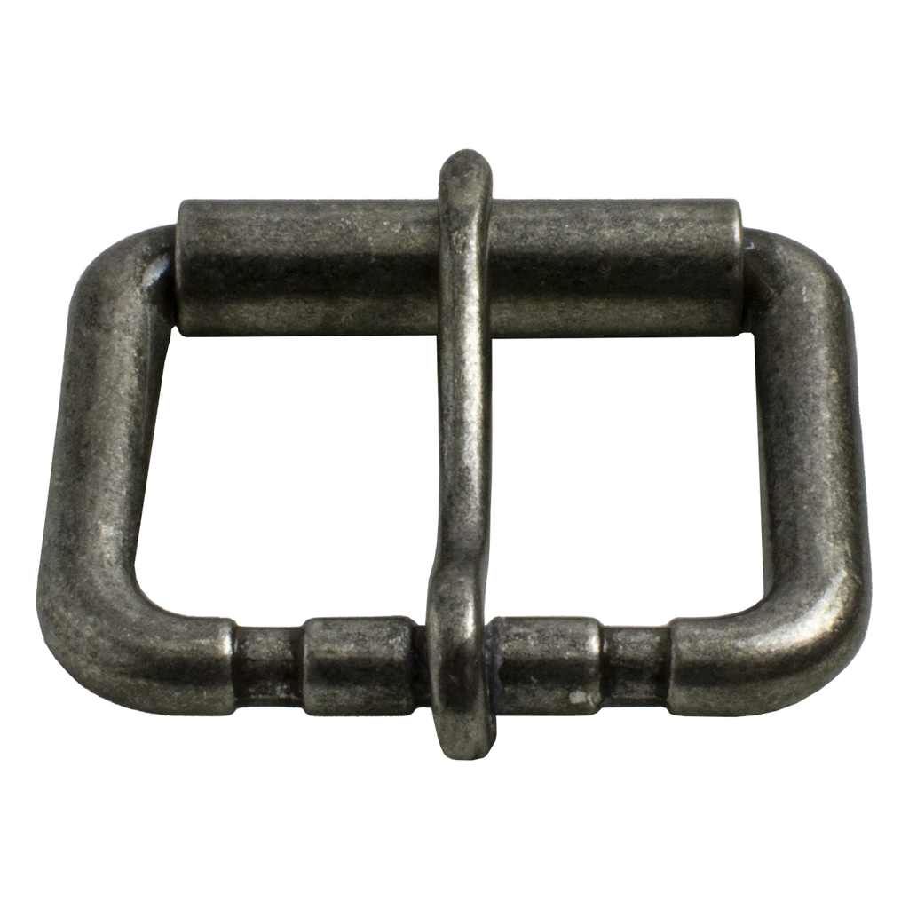 1.5 inch roller buckle, nickel free, hypoallergenic, rectangular, natural silver finish