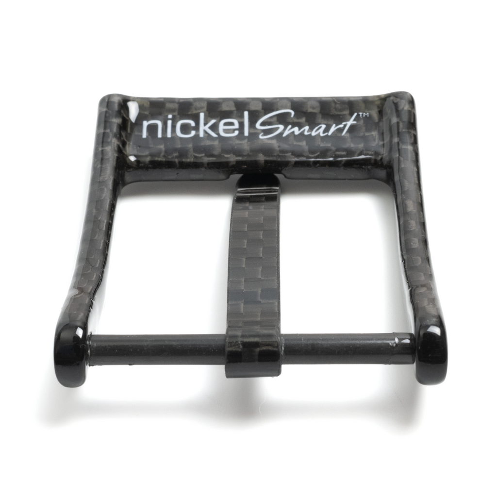 Carbon Fiber Square Wide Pin Buckle | back view showing extra-wide pin carbon fiber buckle