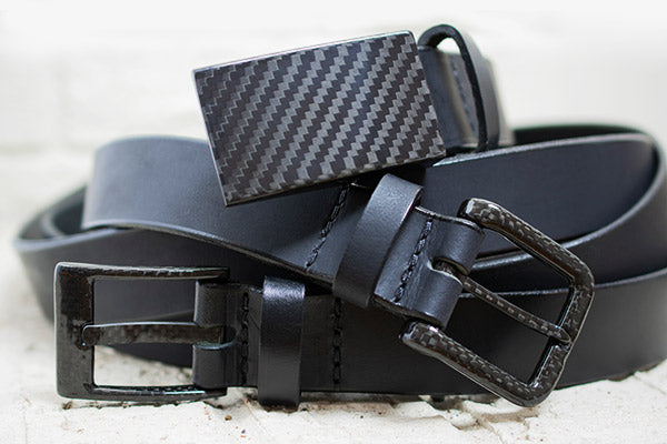 Three Carbon Fiber Belts - all black with 3 different black carbon fiber buckles