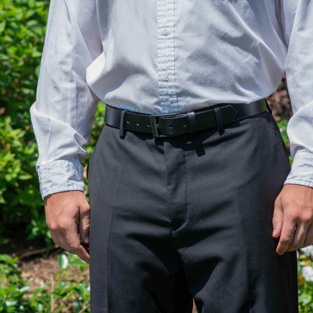 The Classified Black Leather Belt by Nickel Smart 40 inch / Black / Carbon Fiber/Leather The Classified Black Leather Belt by Nickel Smart 40 inch / Black / Carbon Fiber/Leather