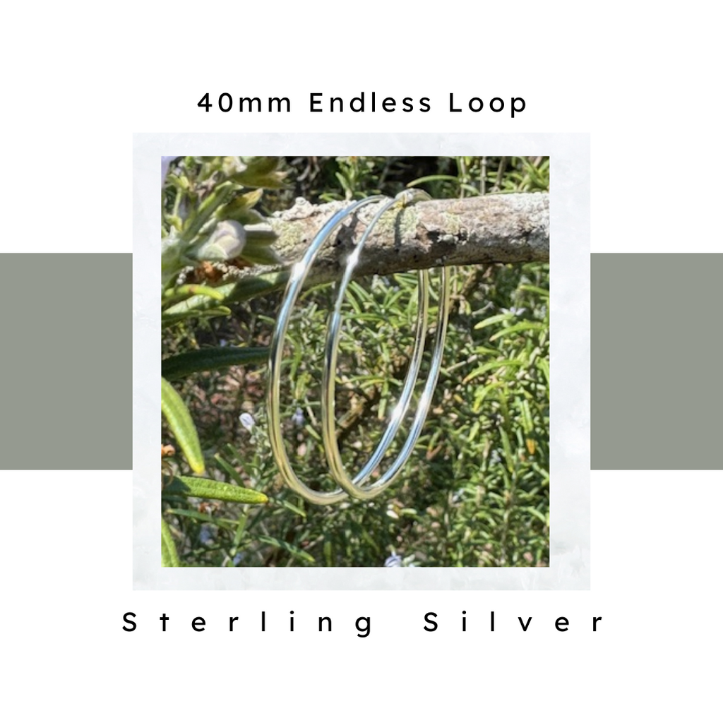 Image of 40 mm Sterling Silver Hoop Earrings on twig. Nickel Free and hypoallergenic by Nickel Smart