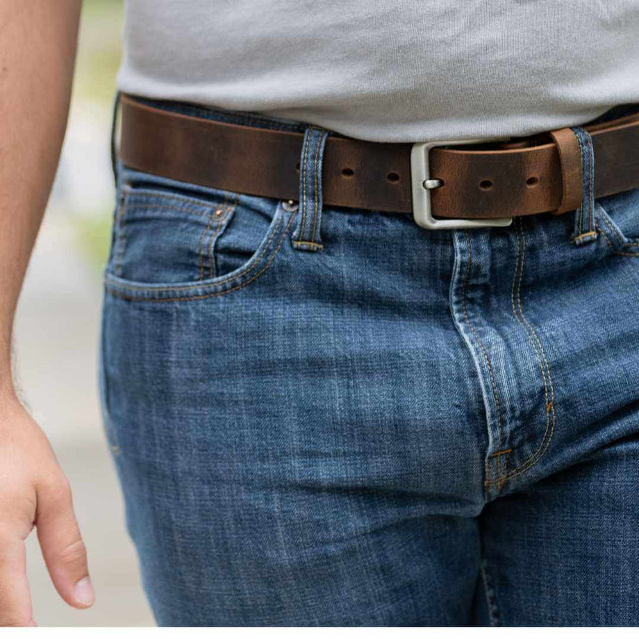 Roan Mountain Distressed Leather Belt - Nickel Smart - Brown Genuine Full  Grain Leather Belt with Nickel Free Buckle - 32 : : Clothing,  Shoes & Accessories