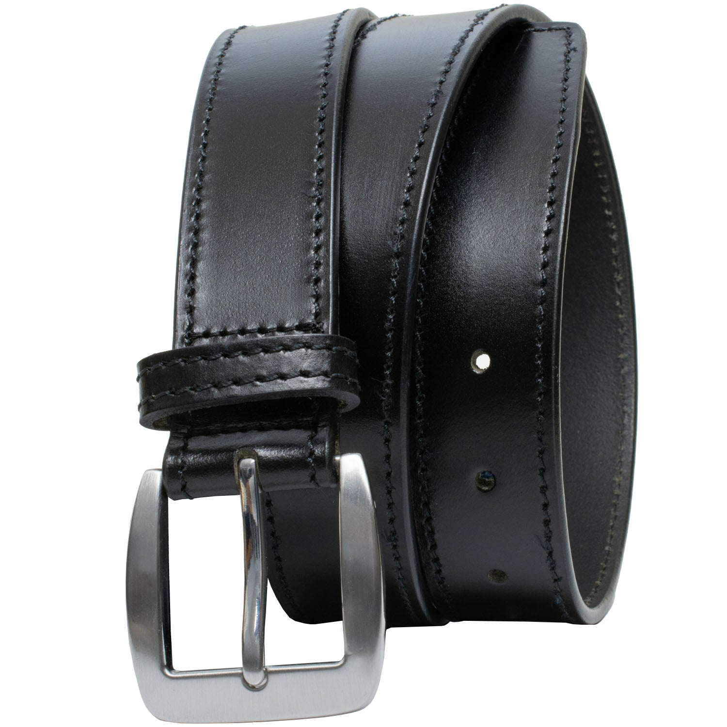 Casual Black Leather Belt by Nickel Smart 44 inch / Black / Zinc Alloy/Leather Casual Black Leather Belt by Nickel Smart 44 inch / Black / Zinc Alloy/Leather