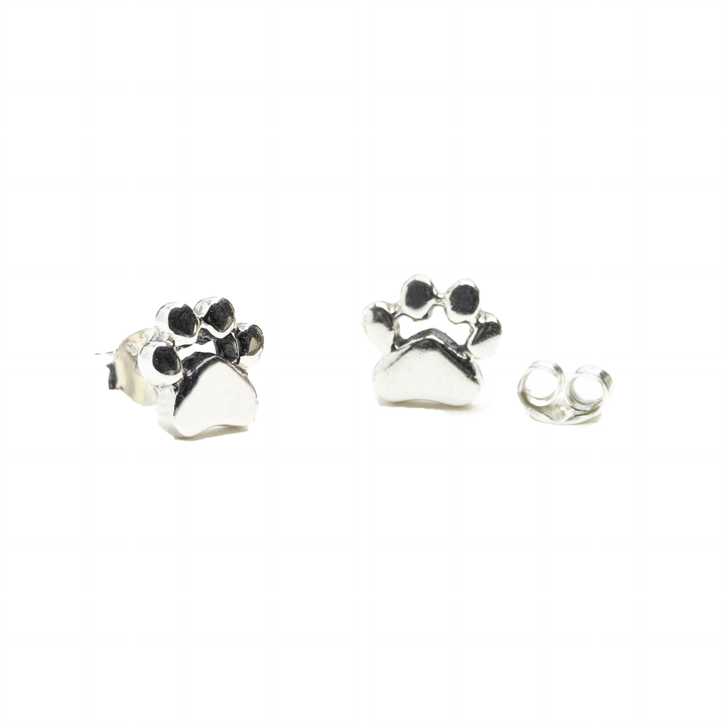 Paw print earrings silver hotsell