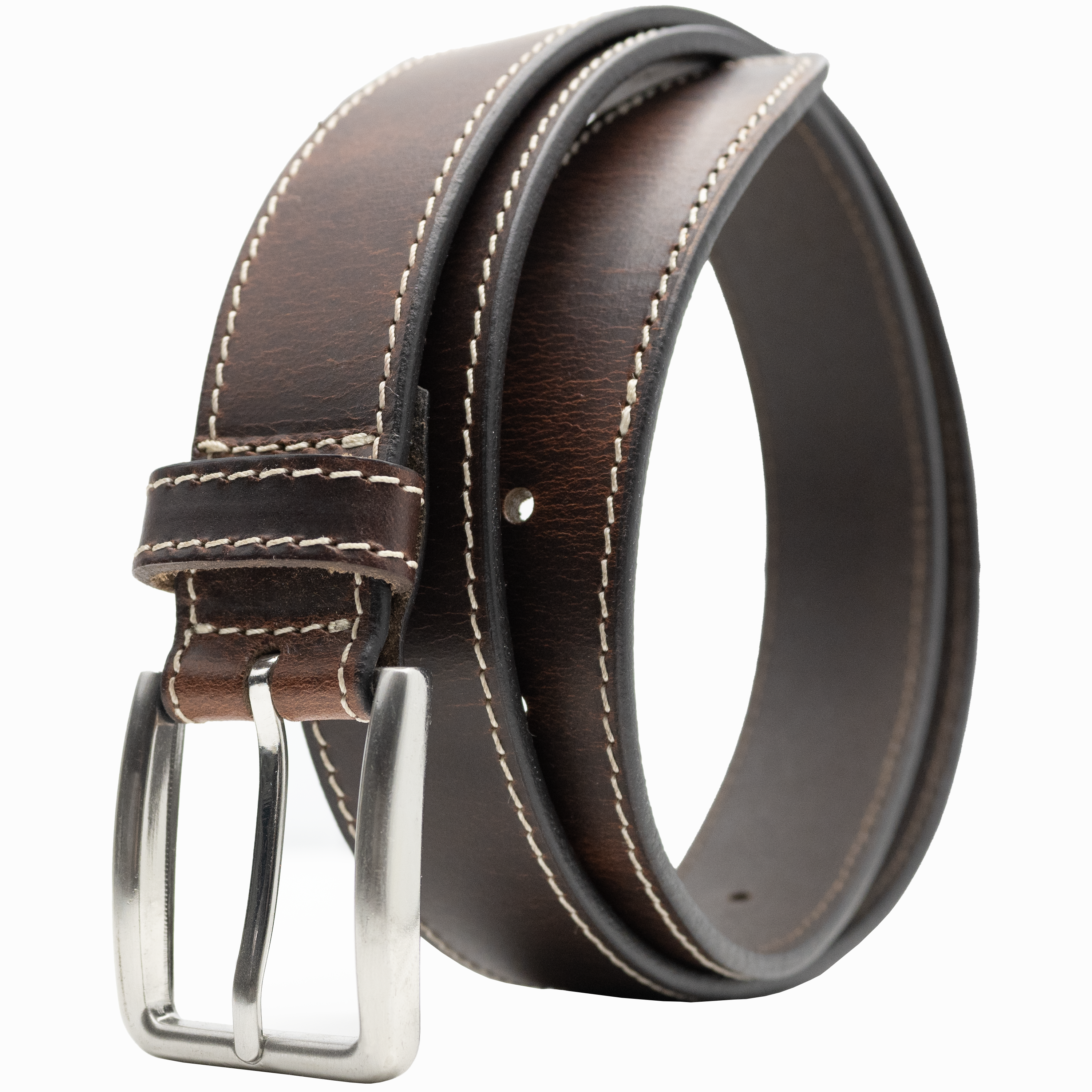 Slick City Brown Stitched Leather Belt by Nickel Zero 32 inch / Brown / Zinc Alloy/Leather Slick City Brown Stitched Leather Belt by Nickel Zero 32 inch / Brown / Zinc Alloy/Leather