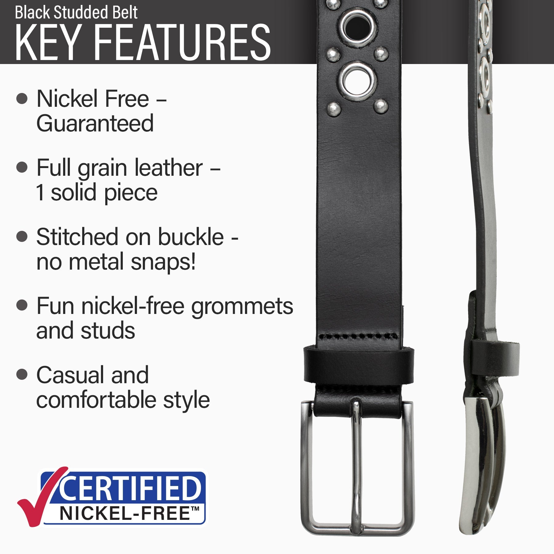 Low Profile Nickel Free Belt Buckle - Removable Nickel Free Buckle