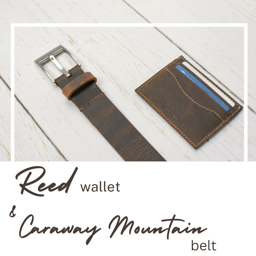 caraway mountain leather belt with Randolph wallet. Full grain leather