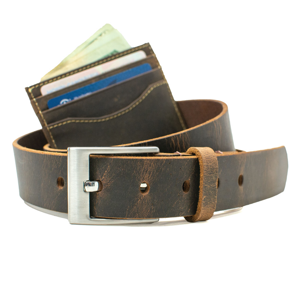 Distressed Brown Leather Belt with Rose Pattern | Nickel Free Buckle 46 inch (+$6.00) / Distressed Brown / Zinc Alloy/Leather