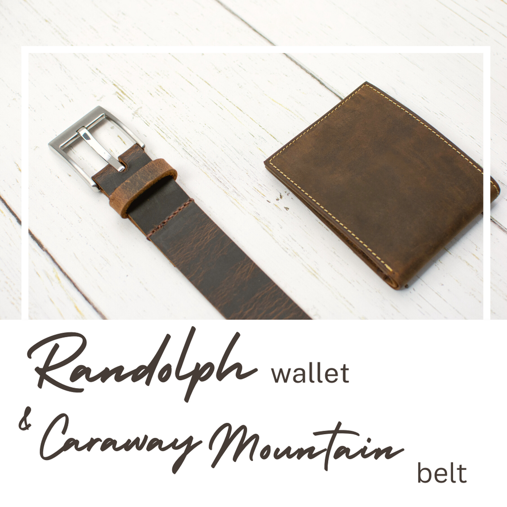 caraway mountain leather belt with Randolph wallet. Full grain leather
