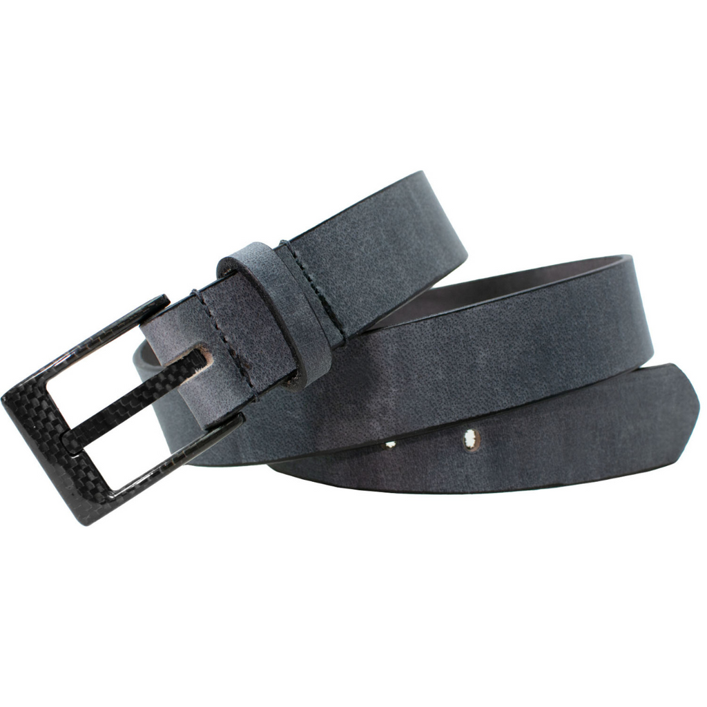 Image The Classified Distressed Gray Leather Belt with black edges.  TSA Friendly. No Metal