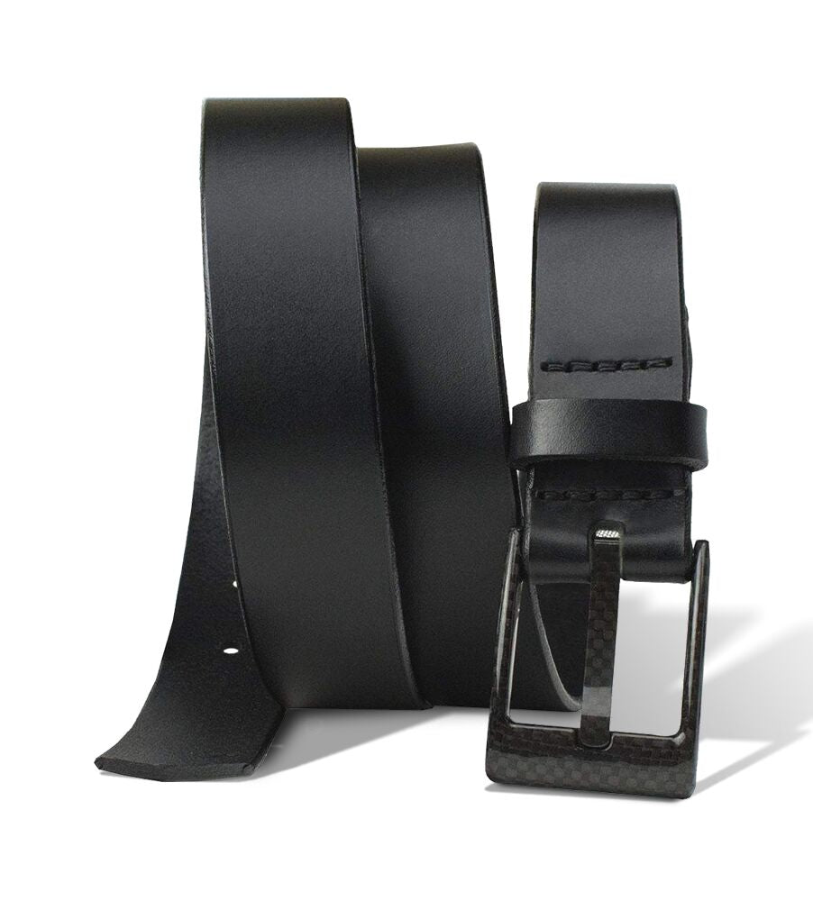 The Classified Black Leather Belt by Nickel Smart 40 inch / Black / Carbon Fiber/Leather The Classified Black Leather Belt by Nickel Smart 40 inch / Black / Carbon Fiber/Leather