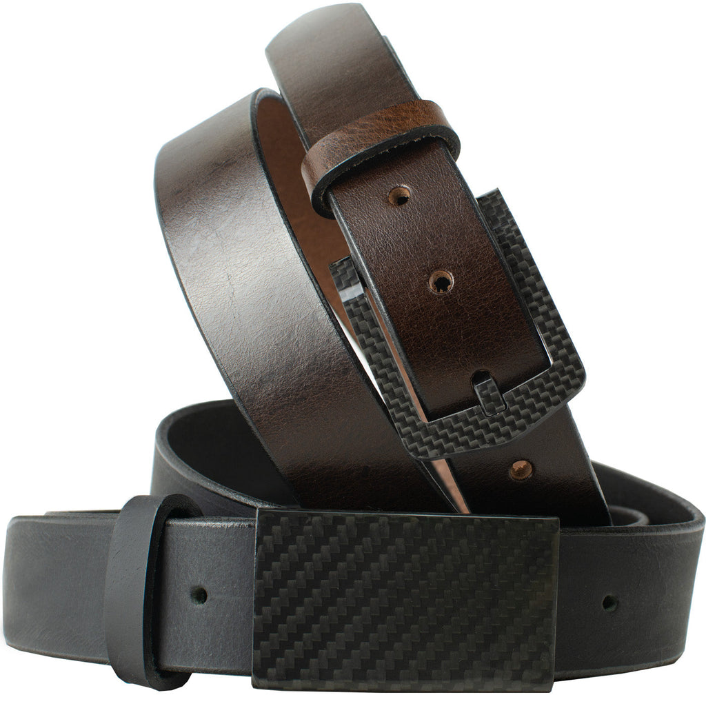 EZ Traveler Belt Set By Nickel Smart - 1 black leather  and 1 brown leather belt. Made in USA.