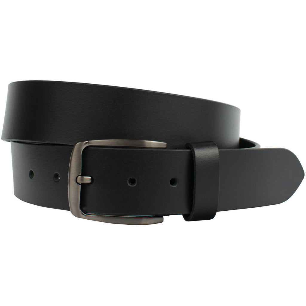 Millennial Black Belt. Black strap made from solid leather with black dyed edges for sleek style.