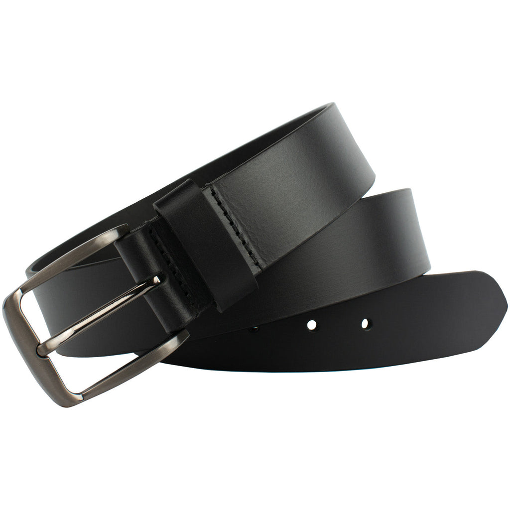 Millennial Black Belt. Full grain leather black strap, classically curved nickel free buckle