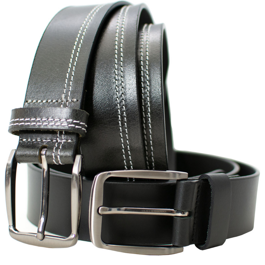 Men Black Solid Leather Belt