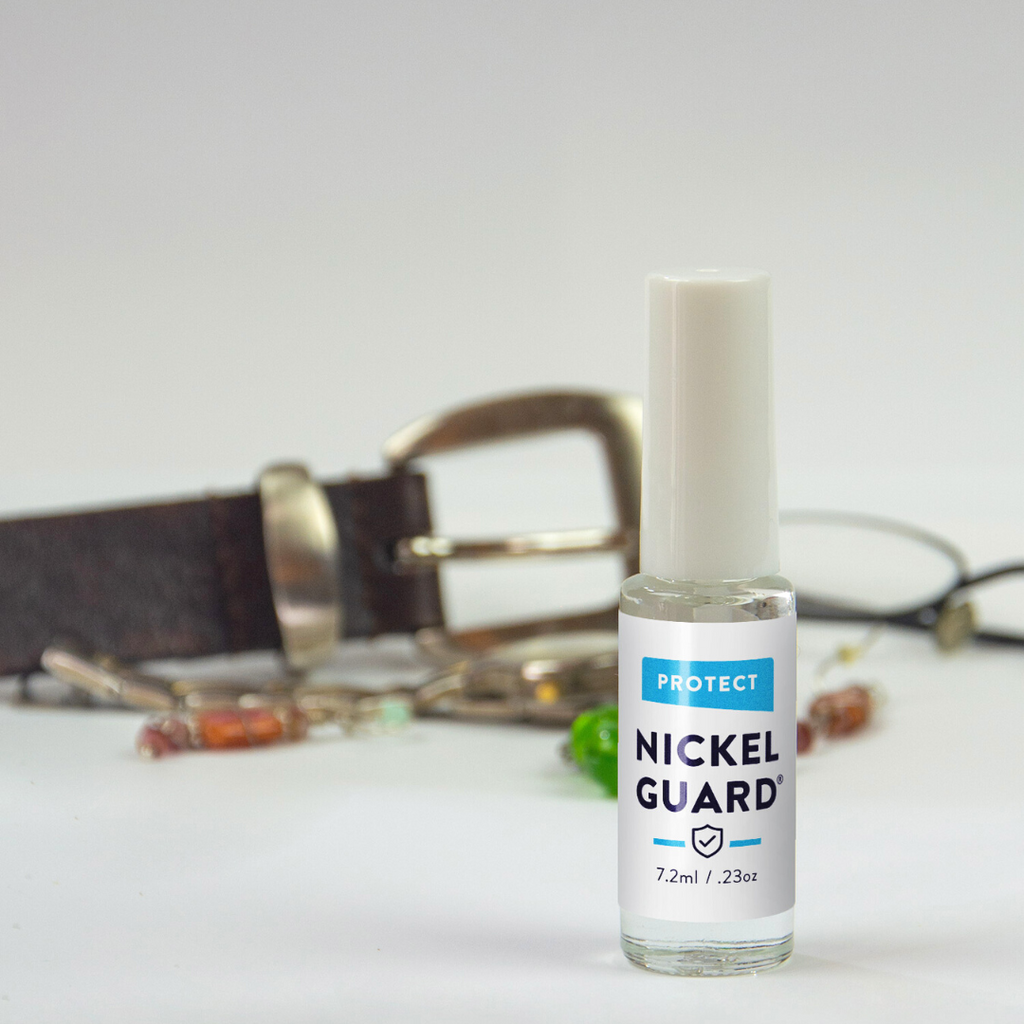 Nickel Guard is a jewelry shield from nickel and other metals. Use on eye glasses, watches, earrings