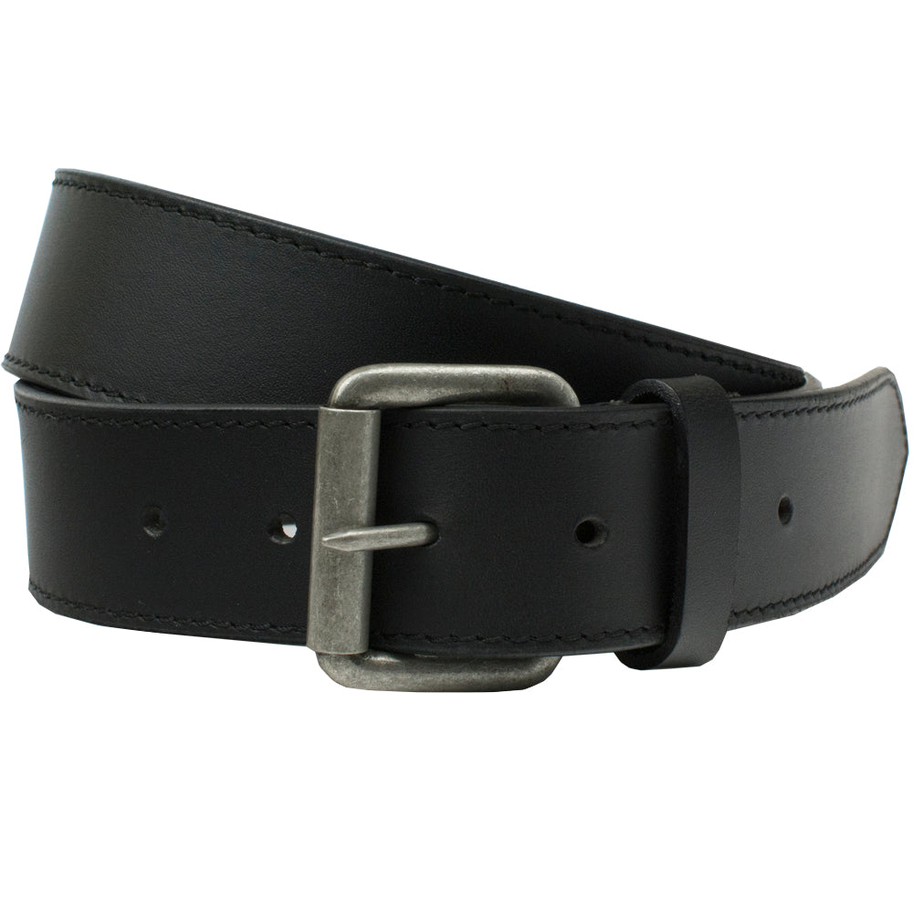 New River Black Leather Belt | USA Made | Nickel Free Buckle 32 inch / Black / Zinc Alloy/Leather