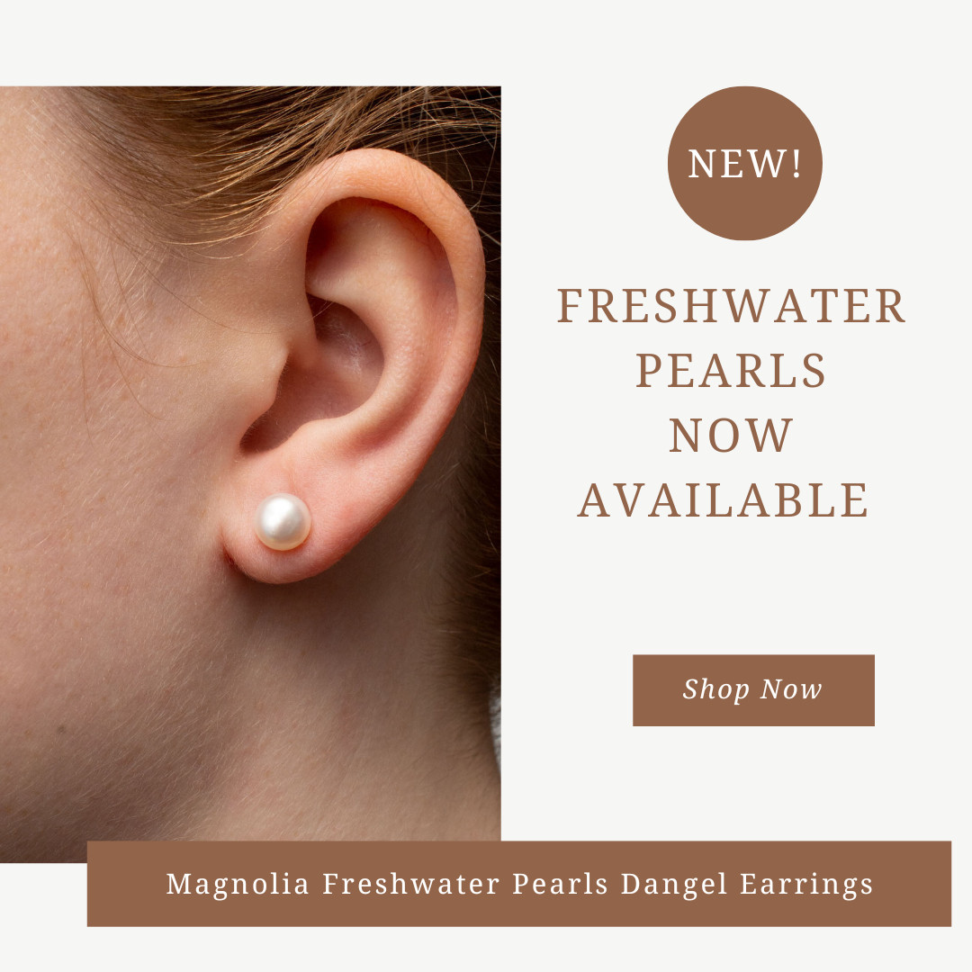 White Freshwater Pearl Earrings in Sterling Silver White Freshwater Pearl Earrings in Sterling Silver
