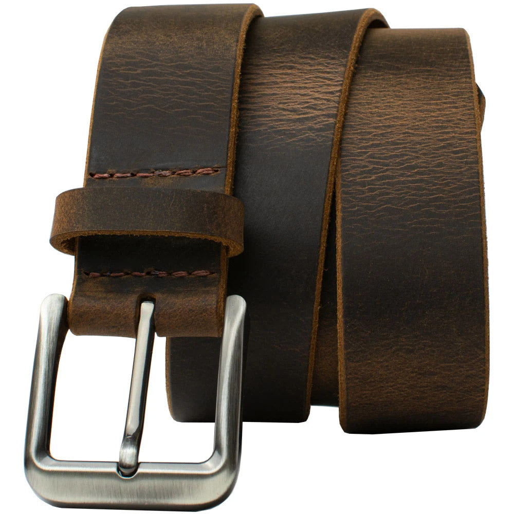 Roan Mountain Brown Distressed Leather Belt by Nickel Smart®