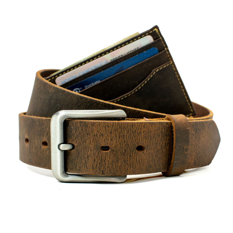 Roan Mountain Brown Leather Belt, Hypoallergenic