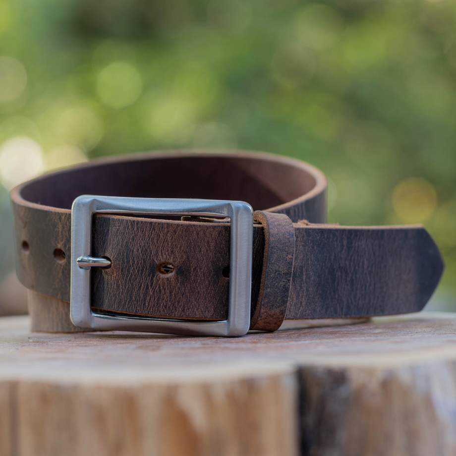 Heavy Duty Full Grain Leather Belt - 1.5 Inch Wide - One Piece Thick Leather  - Made In USA (Brown, 30) at  Men's Clothing store