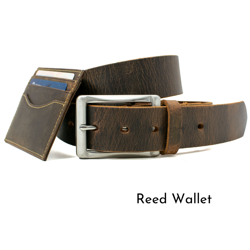 Reed Wallet with Site Manager belt. Sturdy belt and a matching brown wallet. Great gift set for men.