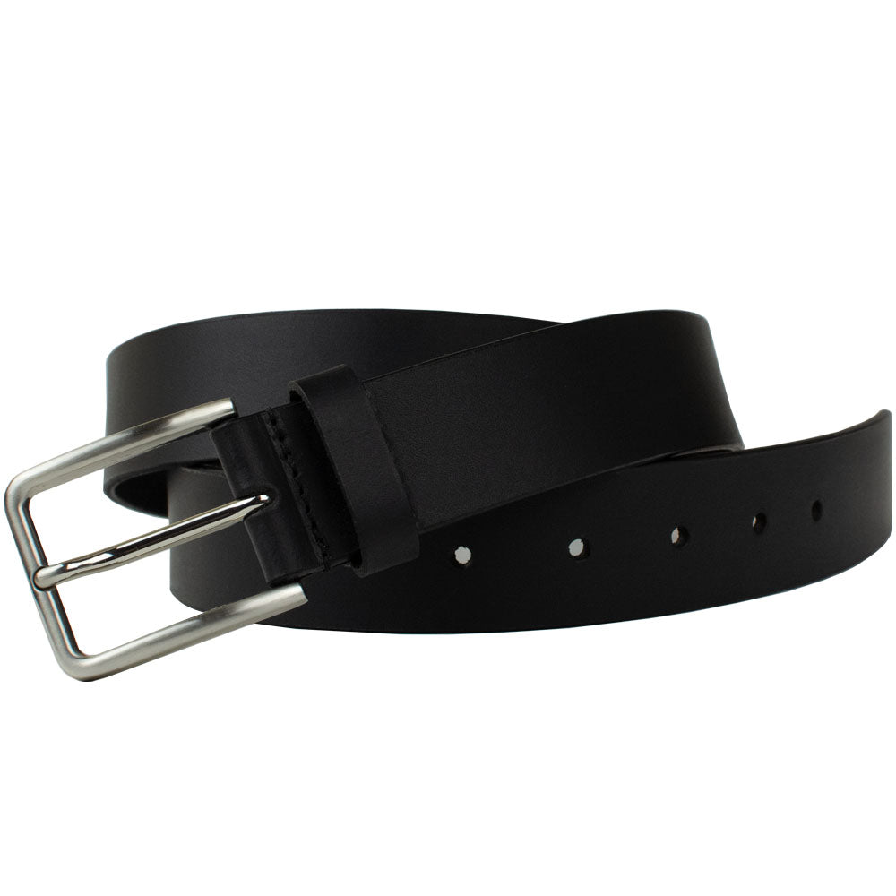 Slick City Belt Black Leather Belt. Smooth black leather strap, solid piece of full grain leather