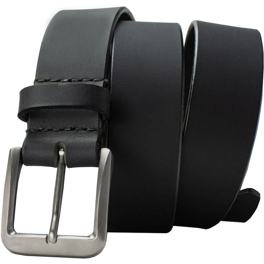 Smoky Mountain Titanium Black Leather Belt by Nickel Smart®