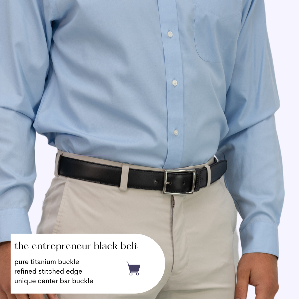 The Entrepreneur Titanium Belt II (Black) by Nickel Smart 34 inch / Black / Titanium/Leather The Entrepreneur Titanium Belt II (Black) by Nickel Smart 34 inch / Black / Titanium/Leather