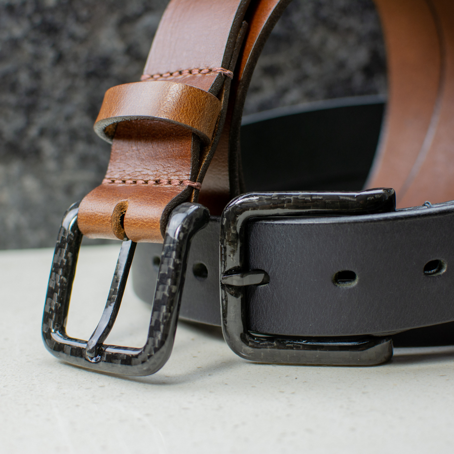 Specialist Dress Leather Belt Set Travel Belt Carbon Fiber Buckle