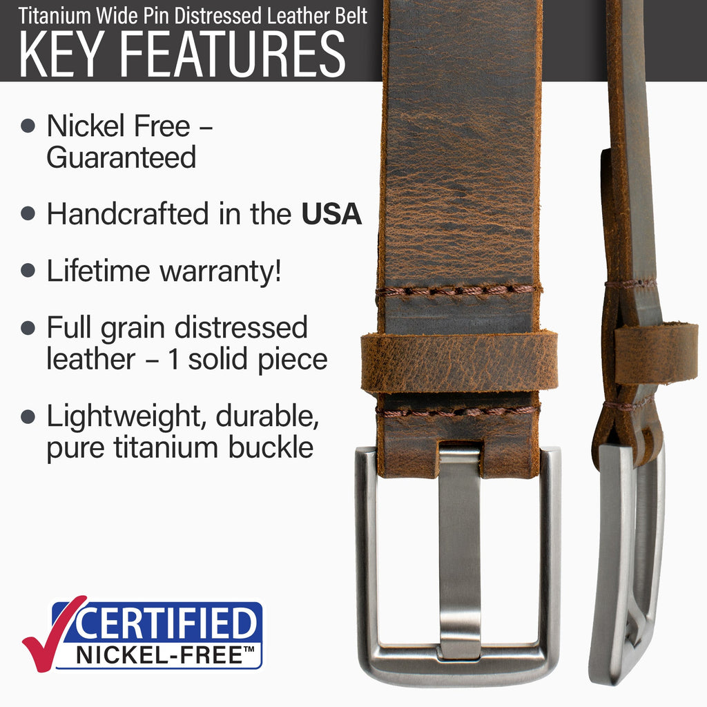 Hypoallergenic lightweight durable pure titanium buckle, handmade in the USA, lifetime warranty