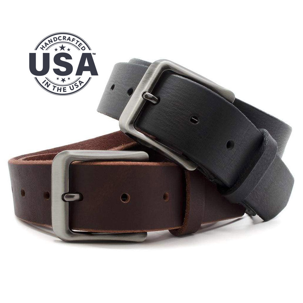 Appalachian Mountains Titanium Belt Set. Handcrafted in the USA leather belts, casual buckles