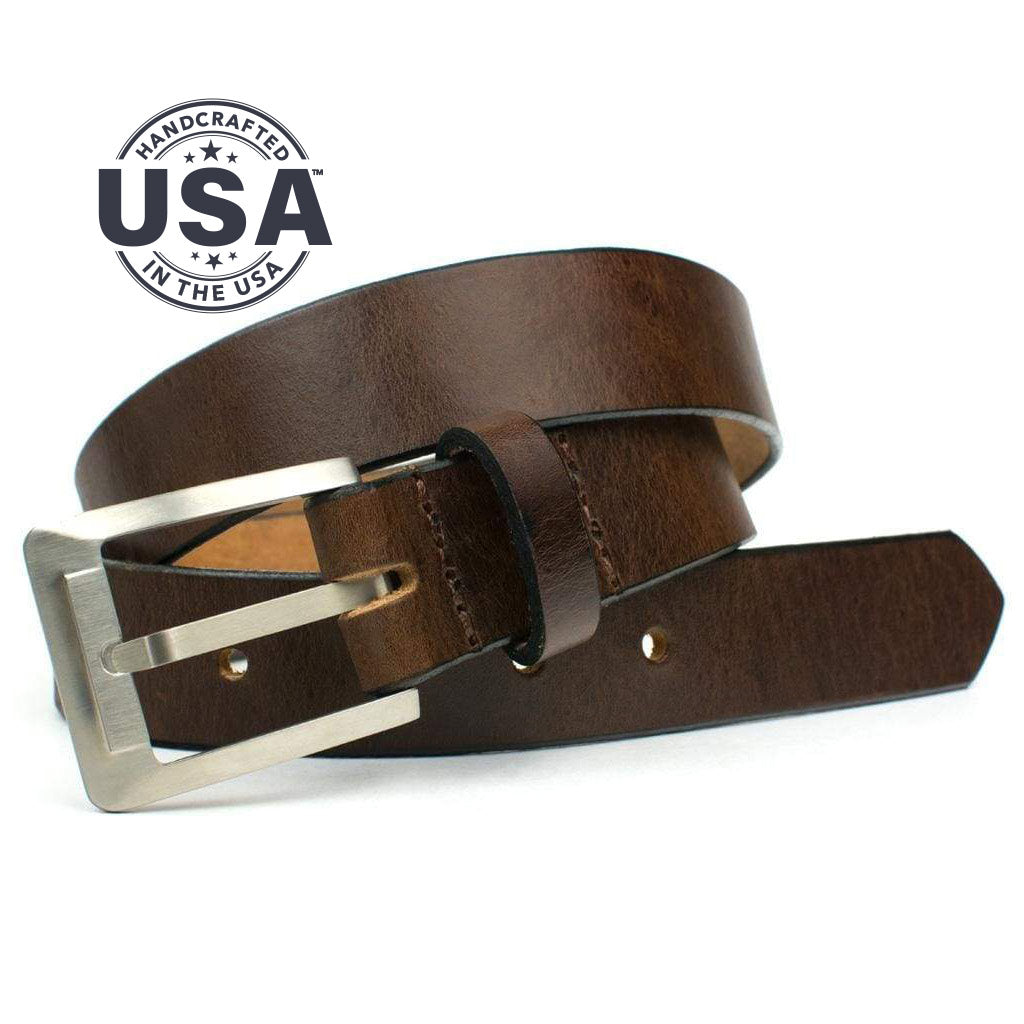 Titanium Dress Brown Belt by Nickel Smart 42 inch / Brown / Titanium/Leather Titanium Dress Brown Belt by Nickel Smart 42 inch / Brown / Titanium/Leather