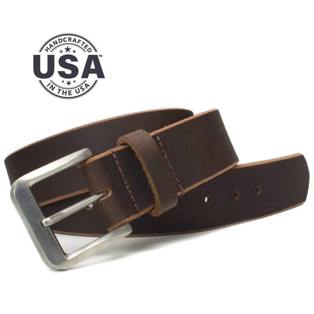 Roan Mountain Titanium Belt. Handcrafted in the USA. Buckle stitched directly to supple strap