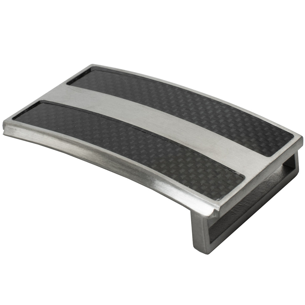 Titanium-Carbon Fiber Buckle. Hook-style buckle in rectangular shape with keeper underneath
