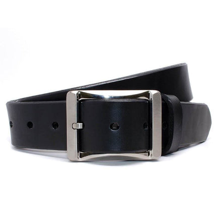 men's dress belt unique buckle minimalist square sculptural titanium 32mm Men's Sleek Square Center Bar Buckle Belt