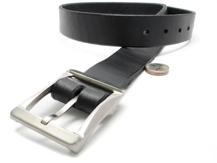 Thick black belt hot sale with silver buckle