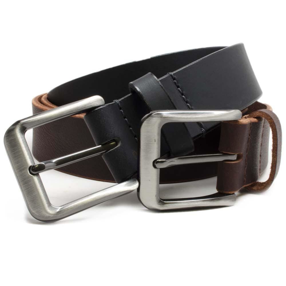 Appalachian Mountains Leather Belt Set. Zinc alloy nickel-free buckles sewn to full grain leather