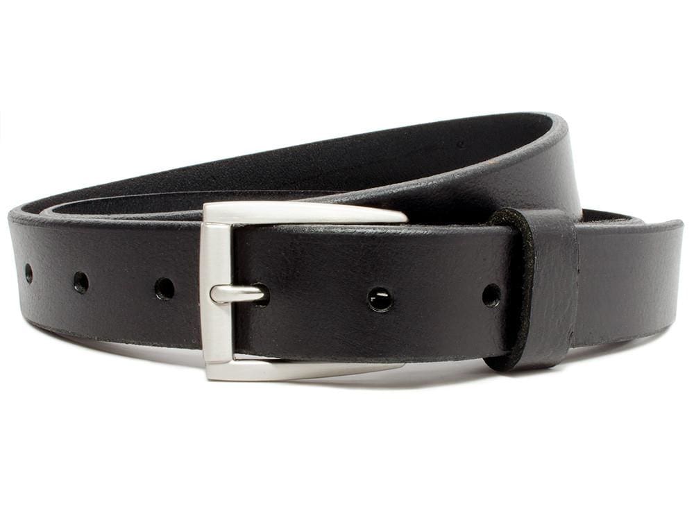 Patent Leather Dress Belt with Sheild Buckle - Black/Black, Belts