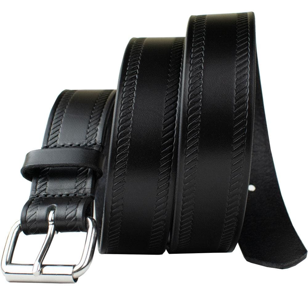  Casual Stainless SteelS Initial Buckle & Genuine Black  Leather Belt 40 Inch : Clothing, Shoes & Jewelry
