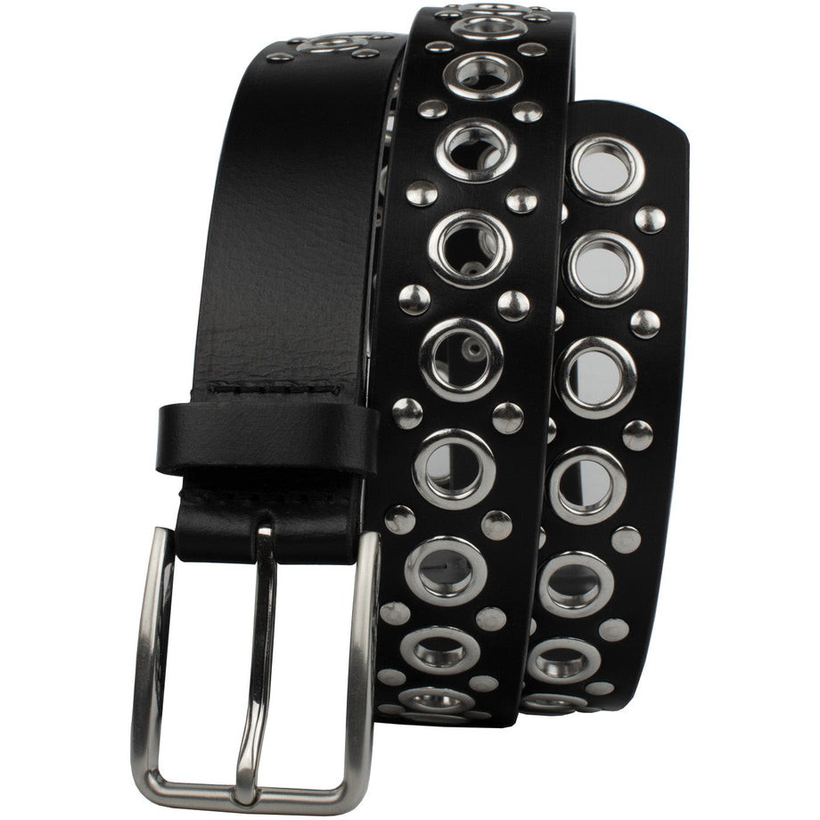 Black Studded Leather Belt V.3 by Nickel Smart®